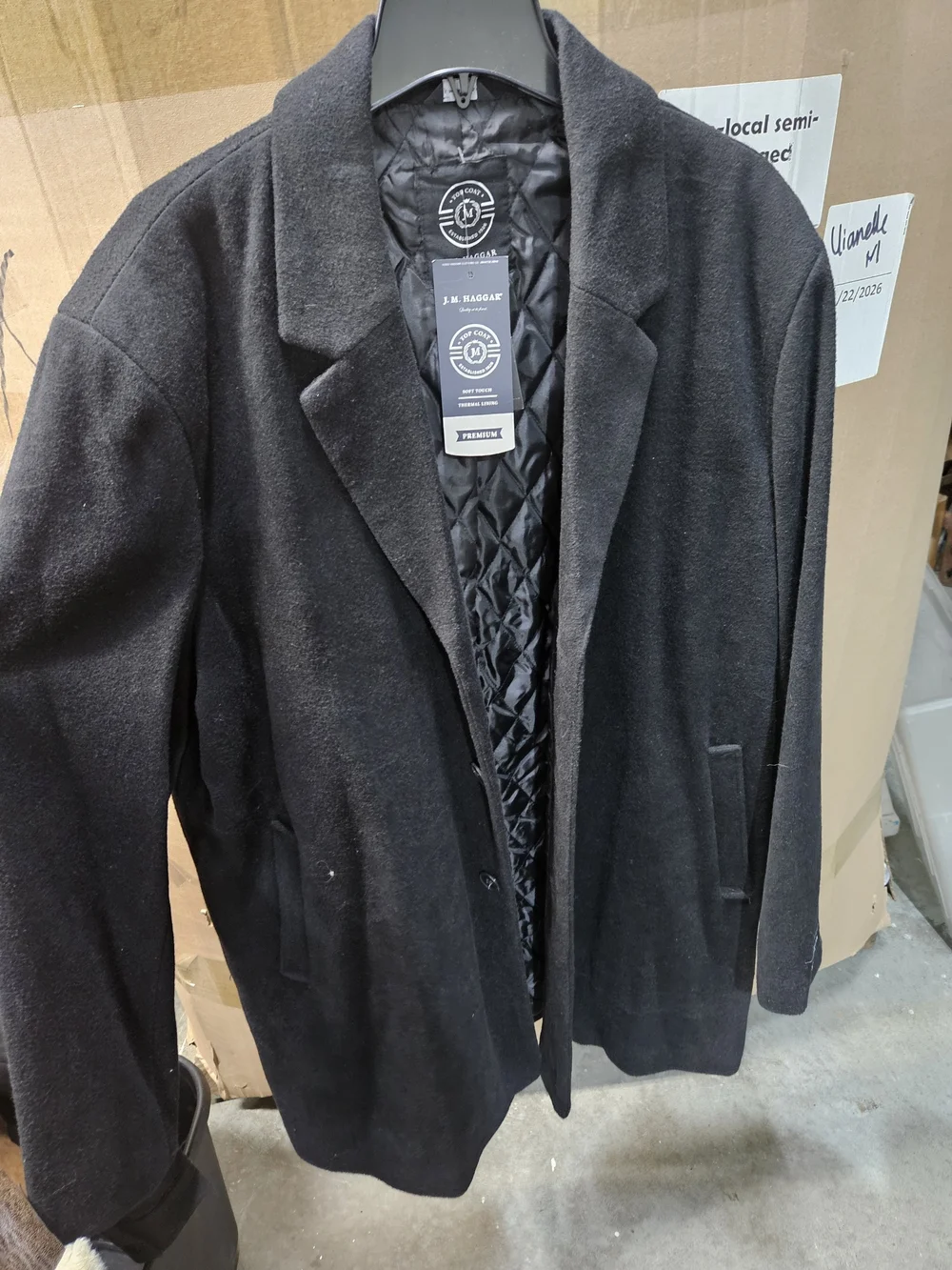 J.M. Haggar Black Top Coat - Classic Men's Overcoat
